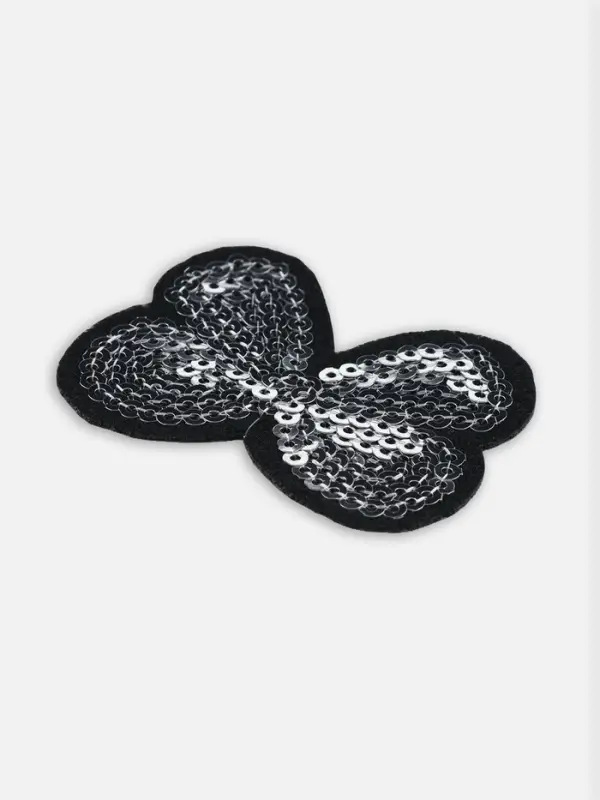 Термоаппликация &laquo;Бантик&raquo;, с пайетками, 5.2&times;4 см, цвет серебряный