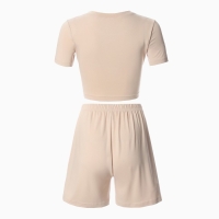 Комплект женский (футболка, шорты) MINAKU: Home collection цвет бежевый, р-р 44 Комплект женский (футболка, шорты) MINAKU: Home collection цвет бежевый, р-р 44