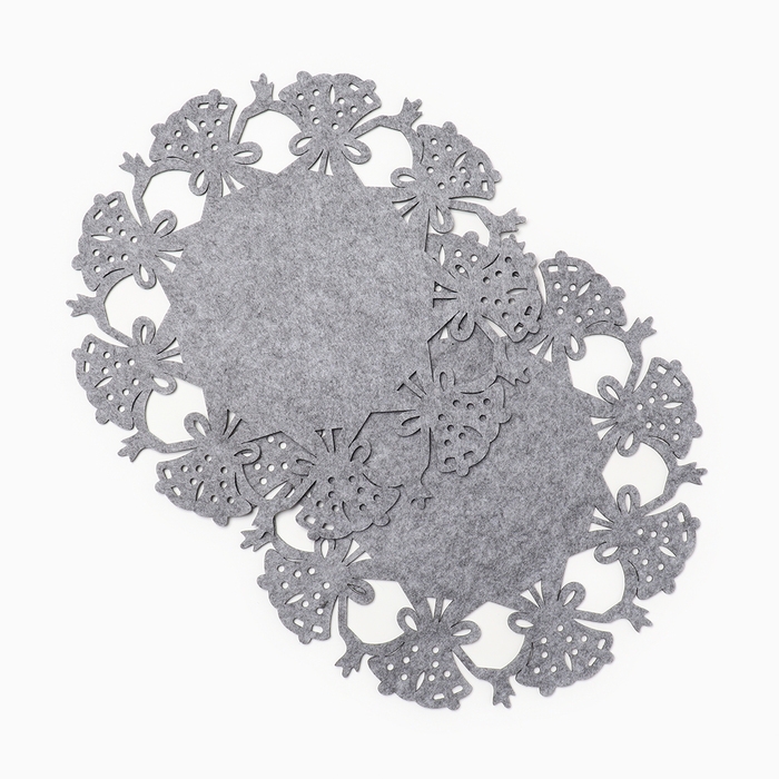 Набор новогодних салфеток Доляна &laquo;Колокольчики&raquo;, цвет серый - 2 шт