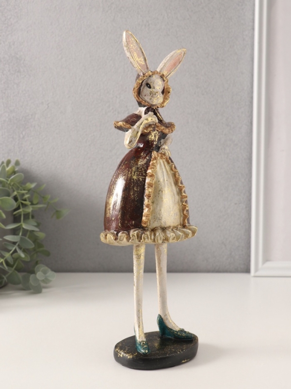 Сувенир полистоун "Зайка в платье с рюшами" 8х9,5х30 см