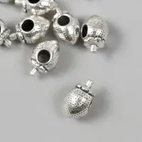 Бусина для творчества металл "Клубника" серебро 0,9х1,6 см