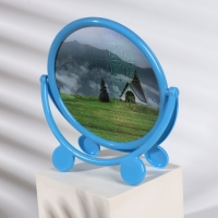 Зеркало настольное &laquo;Круг&raquo;, с рамкой под фотографию, d зеркальной поверхности 17,5 см, цвет МИКС