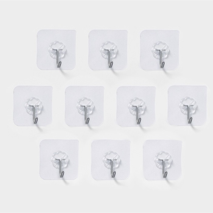 Набор самоклеящихся крючков, 10 шт, размер 5,6&times;5,6 см