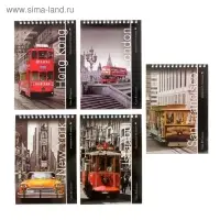 Блокнот А5, 40 листов на гребне "Города", МИКС