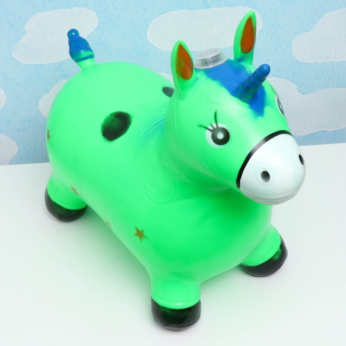 Игрушка - прыгун детская Игрушка - прыгун детская "Музыкальный Единорог" резиновая надувная, 50х30см, зеленый