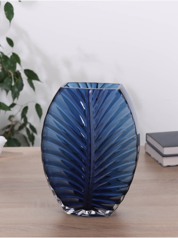 Ваза стекло настольная "Эдисон стиль" d-10*6 см, h-25х18,5 см, синий