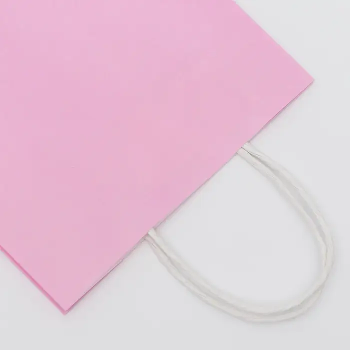Пакет крафт розовый, круглая ручка, 18&times;8&times;25 см, 120 г