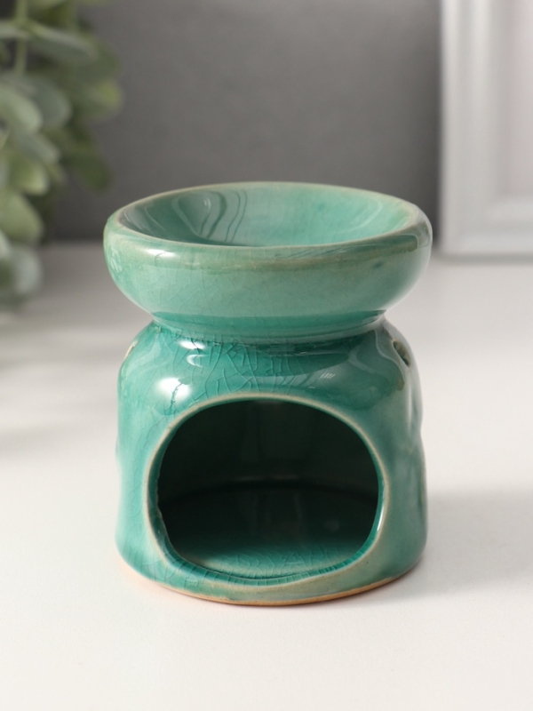 Аромалампа керамика "Листья" морская лагуна 6,7х6,7х7,5 см