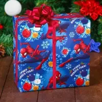 Бумага упаковочная глянцевая &laquo;С Новым Годом!&raquo;, Человек-паук, 70 х 100 см