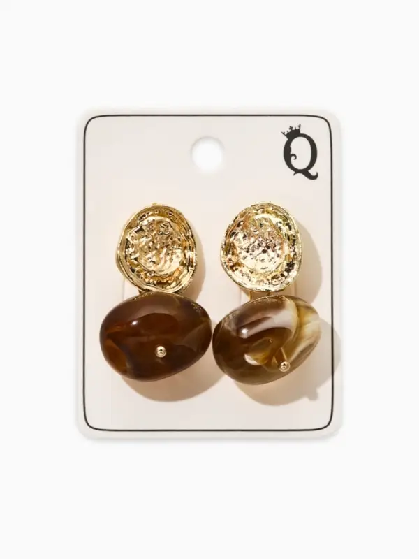 Серьги акрил "Хиты сезона", галтовка, цвет коричневый в золоте