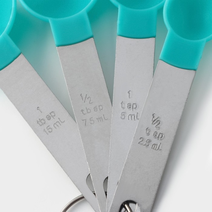 Набор мерных ложек Доляна Pesto, 4 шт: 15 мл, 7,5 мл, 5 мл, 2,5 мл, цвет МИКС