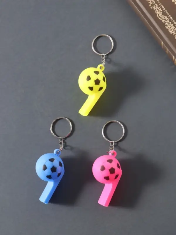 Свисток пластик на кольце "Мяч", МИКС