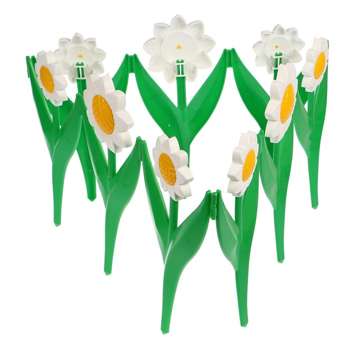 Ограждение декоративное, 32.5 &times; 225 см, 5 секций, пластик, белый цветок &laquo;Ромашка&raquo;