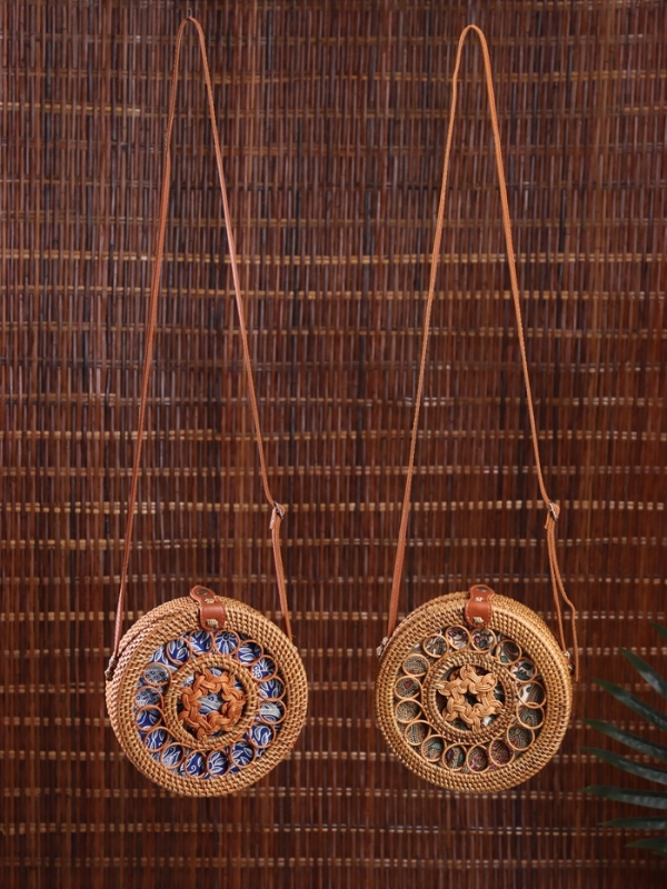 Сумка плетеная ротанг "Мандала" МИКС 20х6х70 см