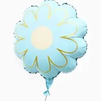 Воздушный шар фольгированный 21" "Ромашка" золотые лепестки, цвет  голубой сатин, набор 5 штук   109