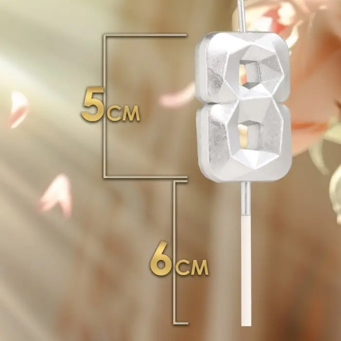 Свеча в торт на шпажке &laquo;Алмаз&raquo;, цифра 8, серебряная, 5&times;2.6 см