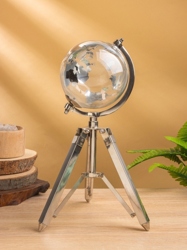 Глобус сувенирный &laquo;Силвер&raquo;, 19.5&times;21&times;34 см, стекло, сталь