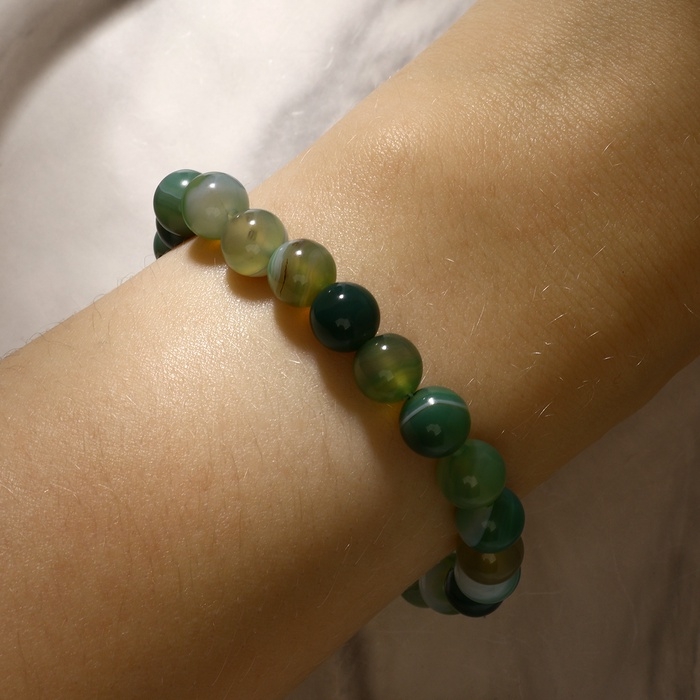 Браслет шар №8 &laquo;Агат зелёный&raquo;, d=6 см