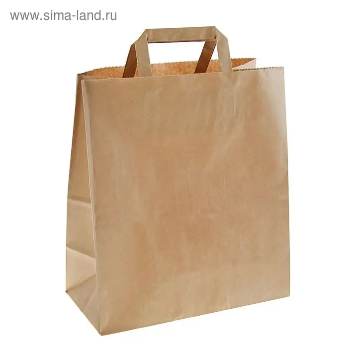 Пакет крафт без печати, плоская ручка 24&times;14&times;28 см
