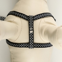 Комплект амуниции "Горошек", ширина 1 см, шлейка 27-42 см, поводок 120 см, чёрный