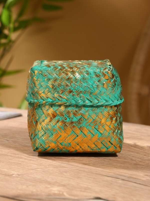 Корзинка плетеная "Голден мини" 12х12х10 см, голубой