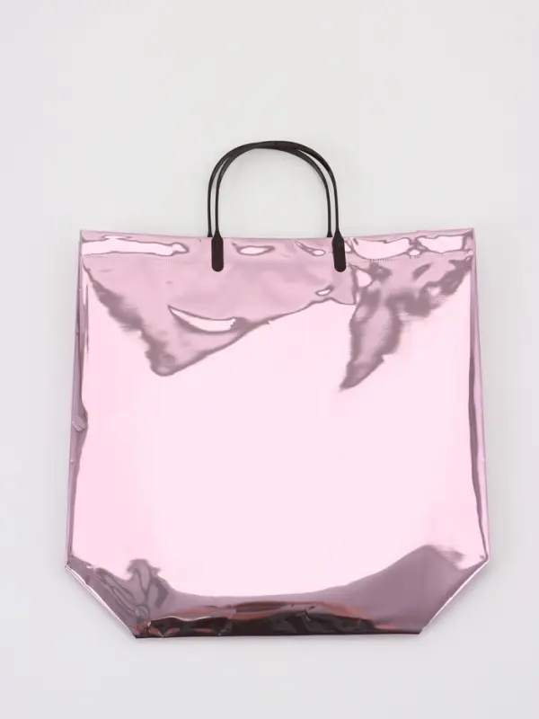 Пакет подарочный ПВХ, голография, розовый, пластиковая ручка, 32&times;28&times;11 см