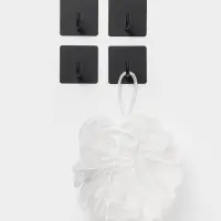 Набор крючков металлических на липучке 4 шт, квадрат, цвет черный