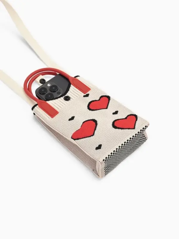 Сумка подр Сердца, 12*4*17, отд на кнопке, дл ремень, белый