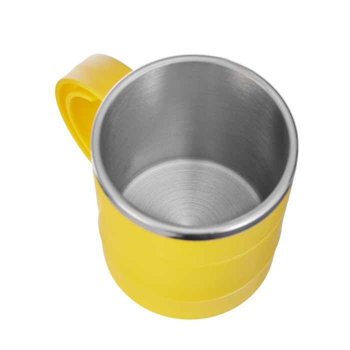 Термокружка "Мастер К" Поход, 450 мл, с ручкой, сохраняет тепло 2 ч, 12.5 х 10.5 см, желтая