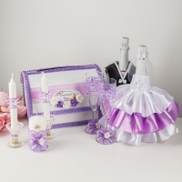 Комплект на стол молодожёнов "Гармония", сирень Комплект на стол молодожёнов "Гармония", сирень