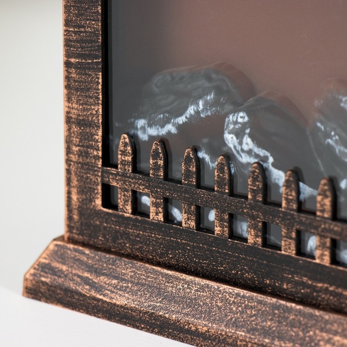 Ночник "Камин" LED от батареек 3хАА USB черный с медной патиной 12х14,5х26,5 см