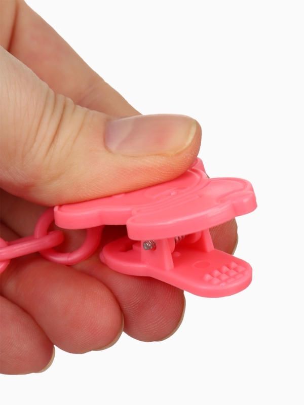 Пустышка классическая, с держателем, +0мес., цвет розовый