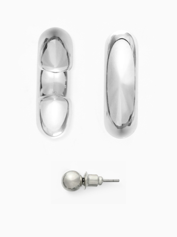 Серьги и каффы &laquo;Бублик&raquo;, набор 4 шт. три дуги, цвет серебро