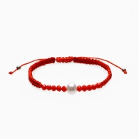 Браслет-оберег &laquo;Красная нить&raquo; женский, защита, бусина, цвет красно-белый, d=6