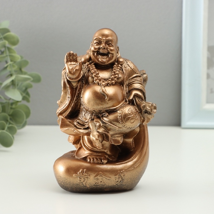 Фигура Фигура "Хотэй на мешке" 16см, бронзовый