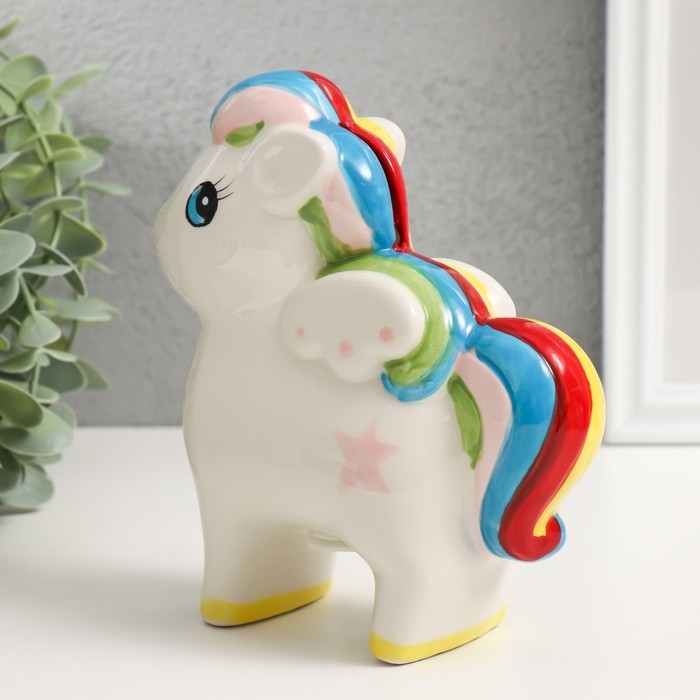 Копилка керамика Копилка керамика "Лошадка с крыльями и яркой гривой" 13х6,5х16 см