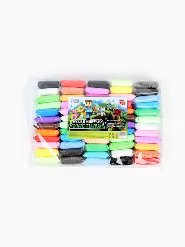 Пластилин воздушный &laquo;Пиксели&raquo;, 60 цветов