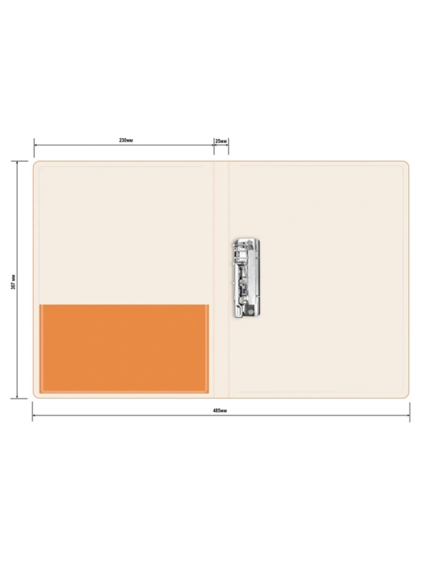 Папка с зажимом А4, 700 мкм, корешок 27 мм, Calligrata Double Neon, внутренний карман, до 180 листов, оранжевый неон
