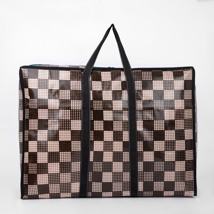 Сумка хозяйственная на молнии, 54 л, цвет коричневый/бежевый