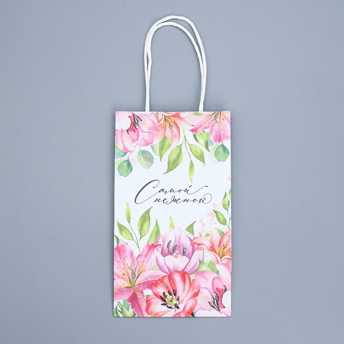 Пакет подарочный крафтовый, упаковка, &laquo;Самой нежной&raquo;, 12 х 21 х 9 см