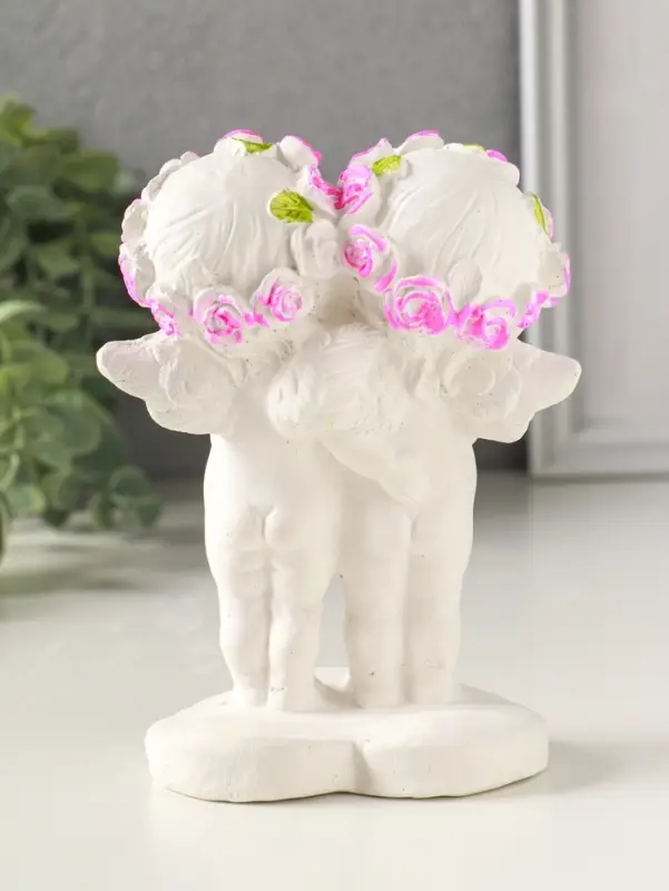 Фигурка гипс &laquo;Ангелочки с медведем&raquo;, 13&times;7&times;9 см, белый с росписью