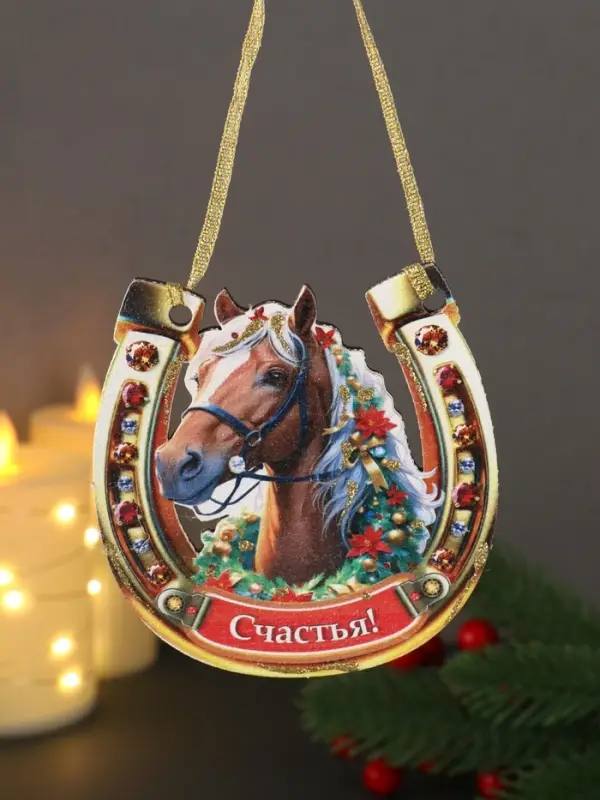 Набор сувениров &laquo;Подкова с Лошадью&raquo;, набор 3 шт., 9&times;9.5 см