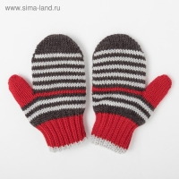 Варежки детские двойные, цвет красный, размер 12