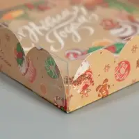 Коробка для кондитерских изделий с пластиковой крышкой &laquo;С Новым годом&raquo;, 13 х 13 х 3 см