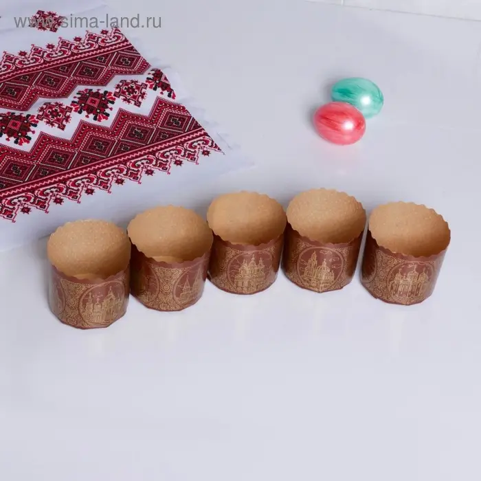 Форма для кулича бумажная Деко-про &laquo;Собор золотой&raquo;, 70&times;60 мм, МИКС