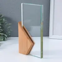 Стела наградная стекло, дерево "Геометрия" верх 23х11,5 см низ 15х9,3 см 3,5х13х23 см