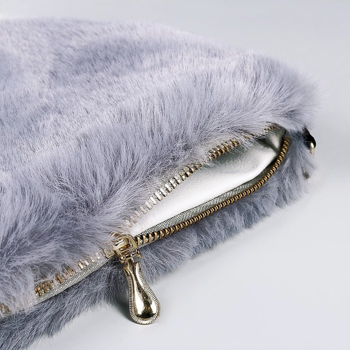 Сумка плюшевая, 24х19х3 см, цвет серый