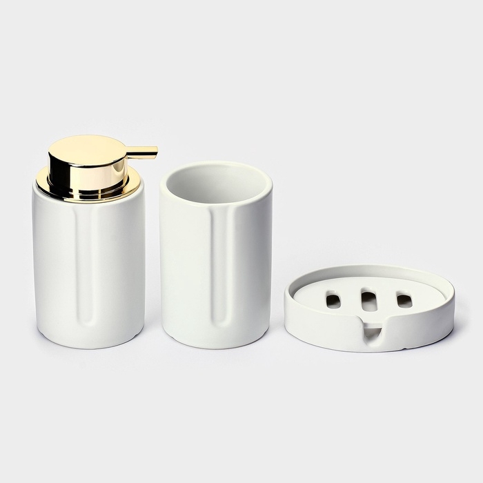 Набор для ванной "Gloss" 3 предмета (дозатор для мыла, стакан, мыльница)