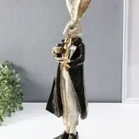 Сувенир полистоун "Заяц с чашкой чая" 13,5х11х46,5 см