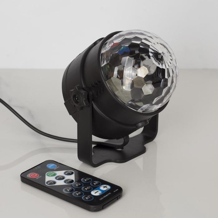 Световой прибор &laquo;Хрустальный шар&raquo; 7.5 см, пульт ДУ, свечение RGB, 220 В